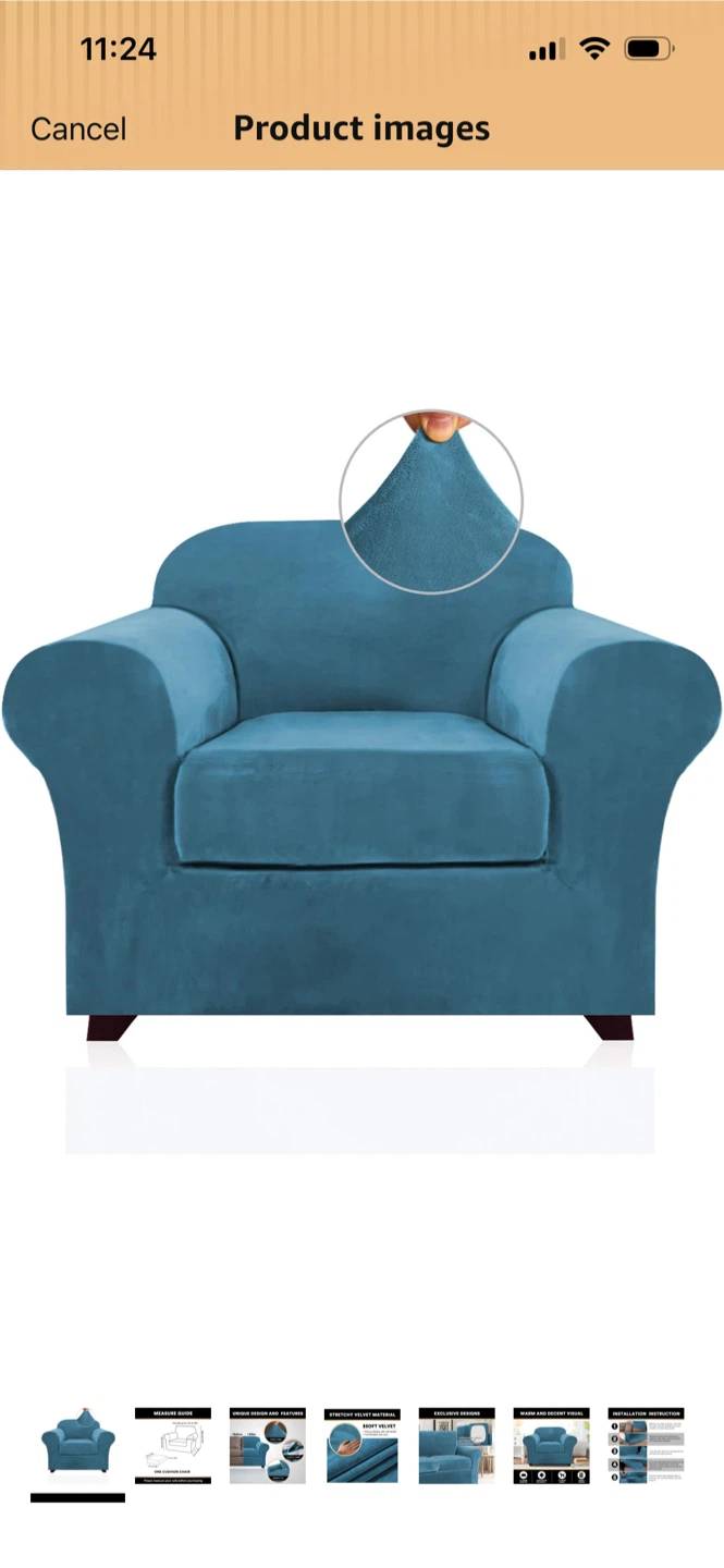 New-Velvet Armchair Slipcover Twin Size Teal!