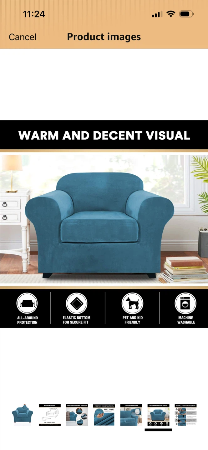New-Velvet Armchair Slipcover Twin Size Teal! - photo 2