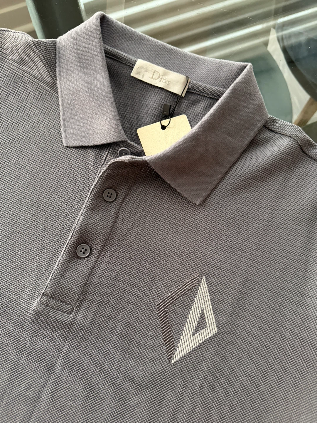 Dior Grey Short-Sleeve Polo Shirt