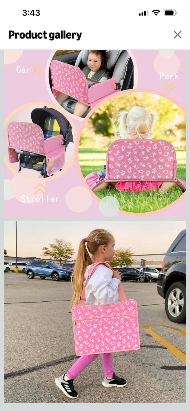 New-Pink Foldable Toddler Activity Tray with Shoulder Strap - photo 4