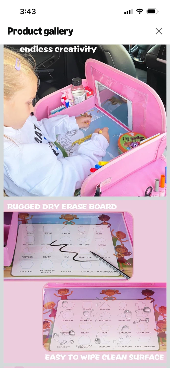 New-Pink Foldable Toddler Activity Tray with Shoulder Strap - photo 5