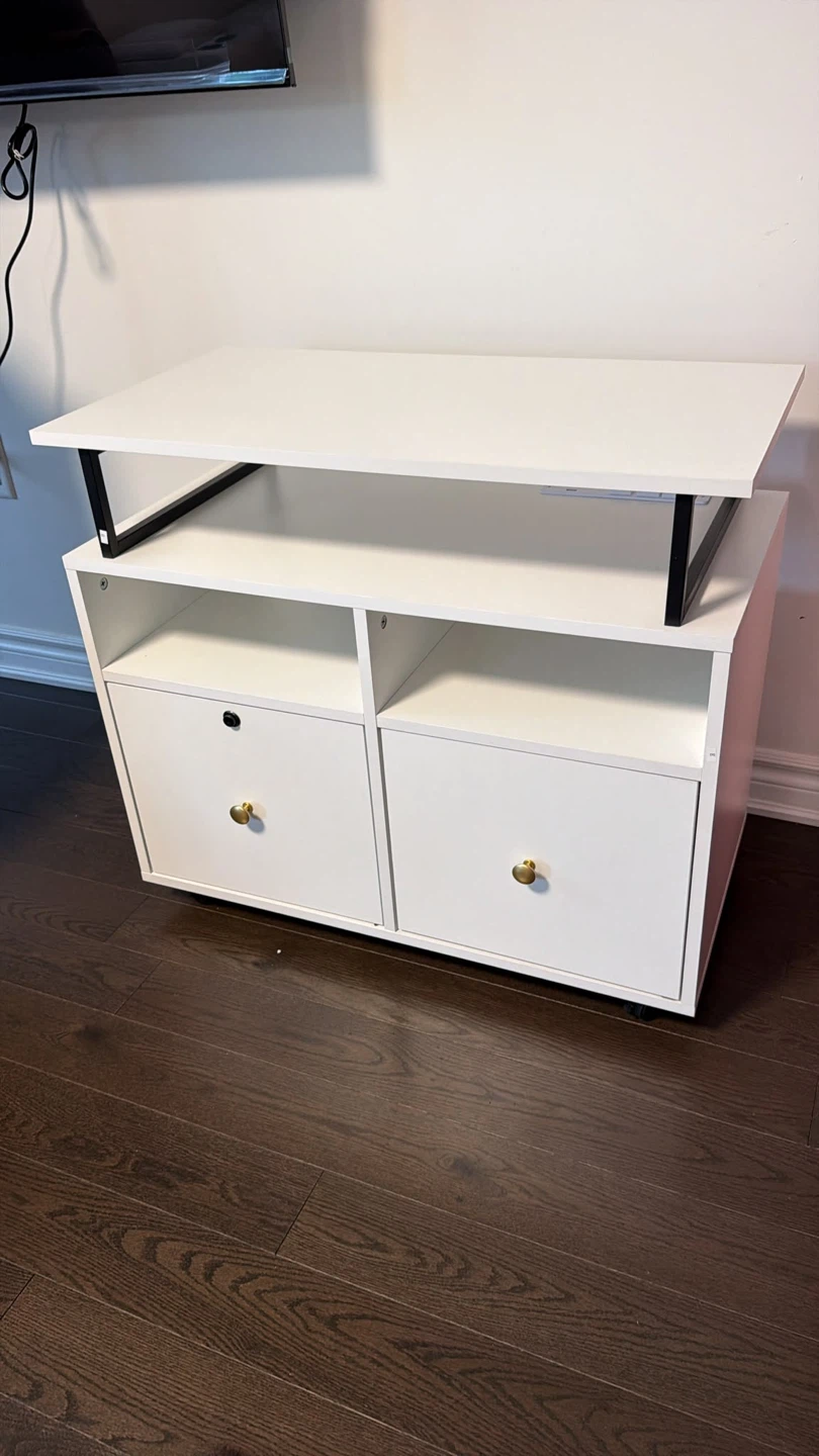 White Media Console with Storage