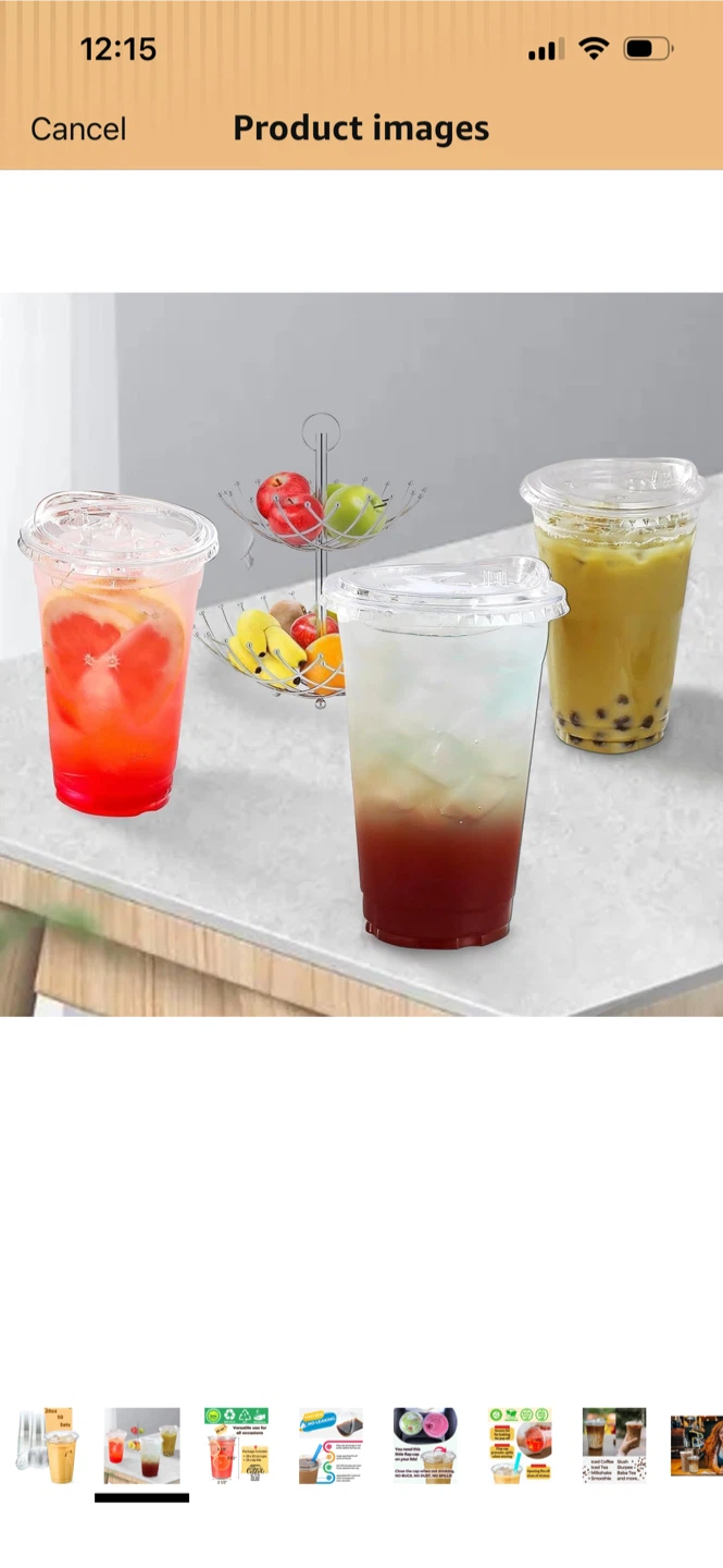 New-20 oz Clear Plastic Cups with Strawless Sip Lids (Set of 50)