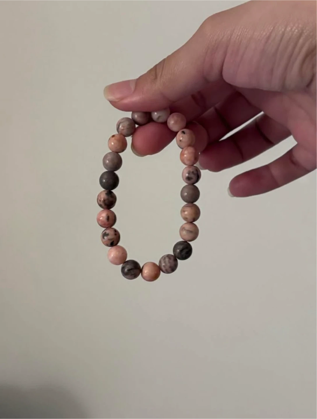 Pink and Grey Zebra Jasper Stone Beaded Bracelet - photo 2