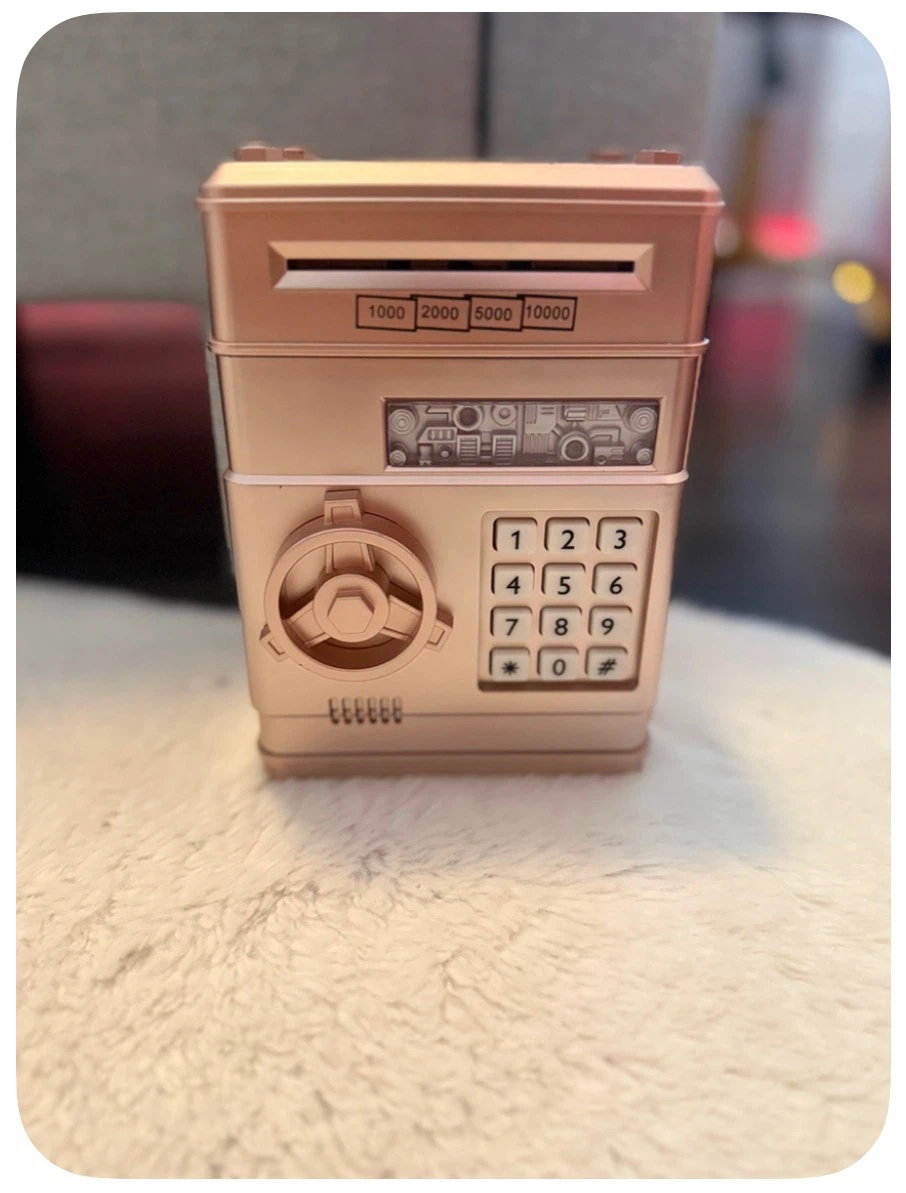 Rose Gold Piggy Bank Safe with Keypad