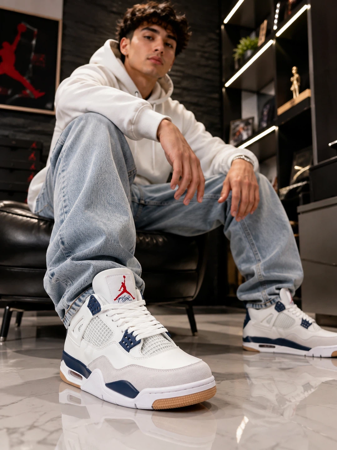 Air Jordan 4 Retro (GS) 'White Navy' size 9, 11, 12
