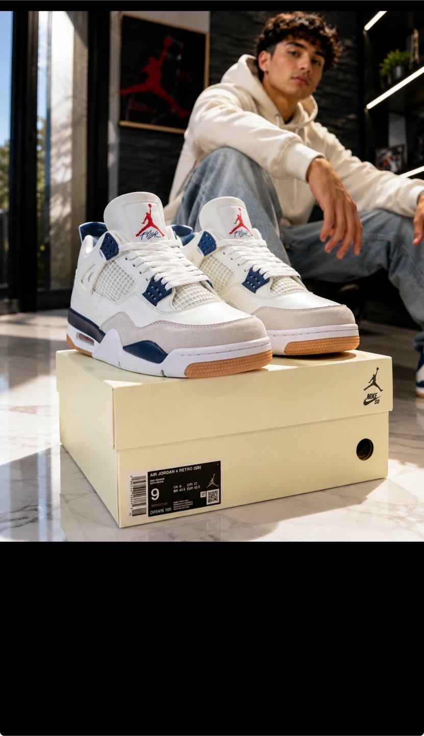 Air Jordan 4 Retro (GS) 'White Navy' size 9, 11, 12 - photo 2