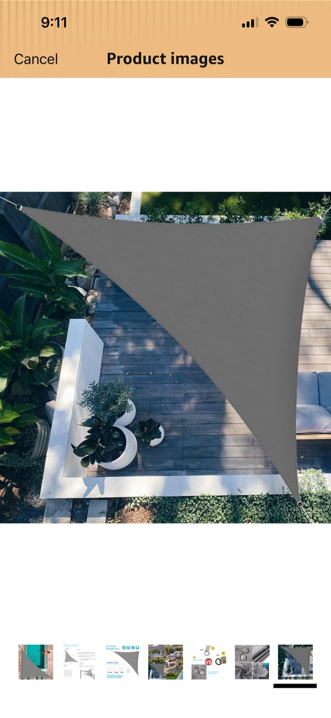 New-Sunal Triangle Sun Shade Sail 10'x10'x14' Grey - photo 2