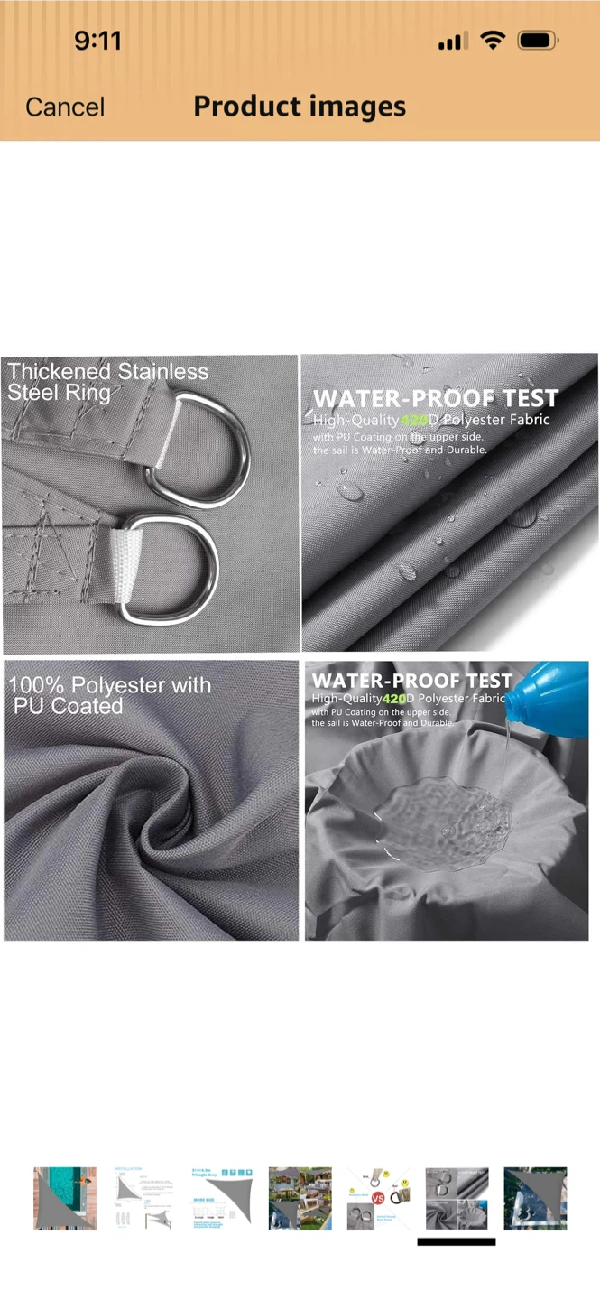 New-Sunal Triangle Sun Shade Sail 10'x10'x14' Grey - photo 3