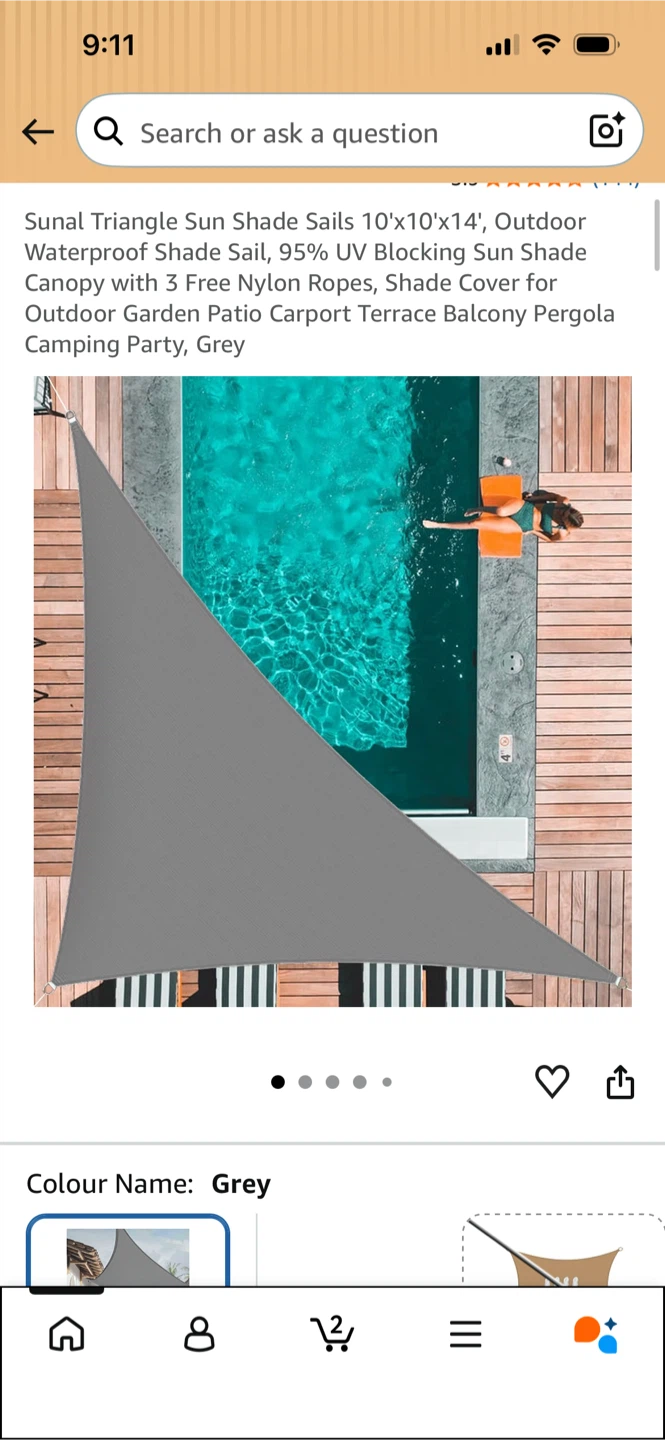 New-Sunal Triangle Sun Shade Sail 10'x10'x14' Grey - photo 5