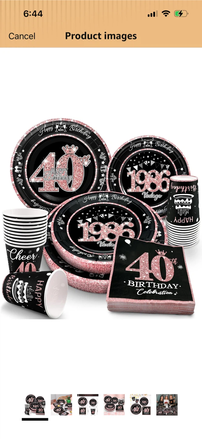 New-40th Birthday Party Supplies Set