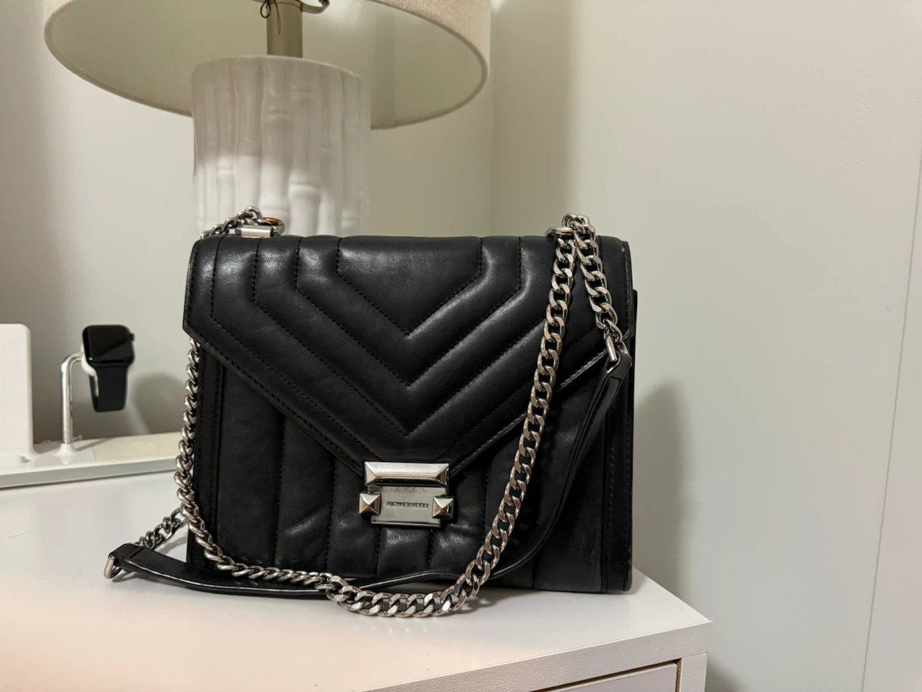 Michael Kors Black Quilted Leather Chain Bag