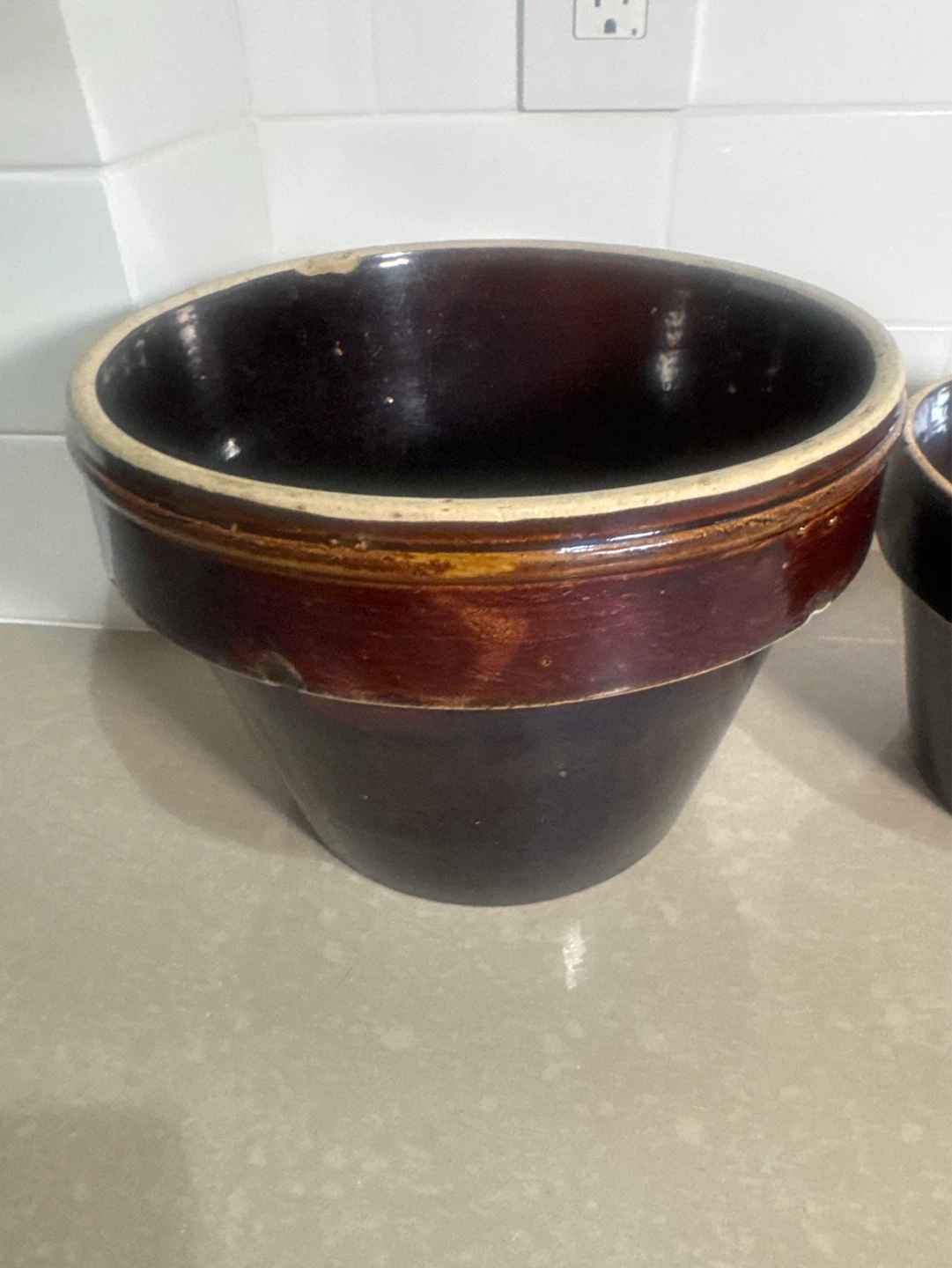 Vintage Brown Stoneware Crock Bowl - photo 3