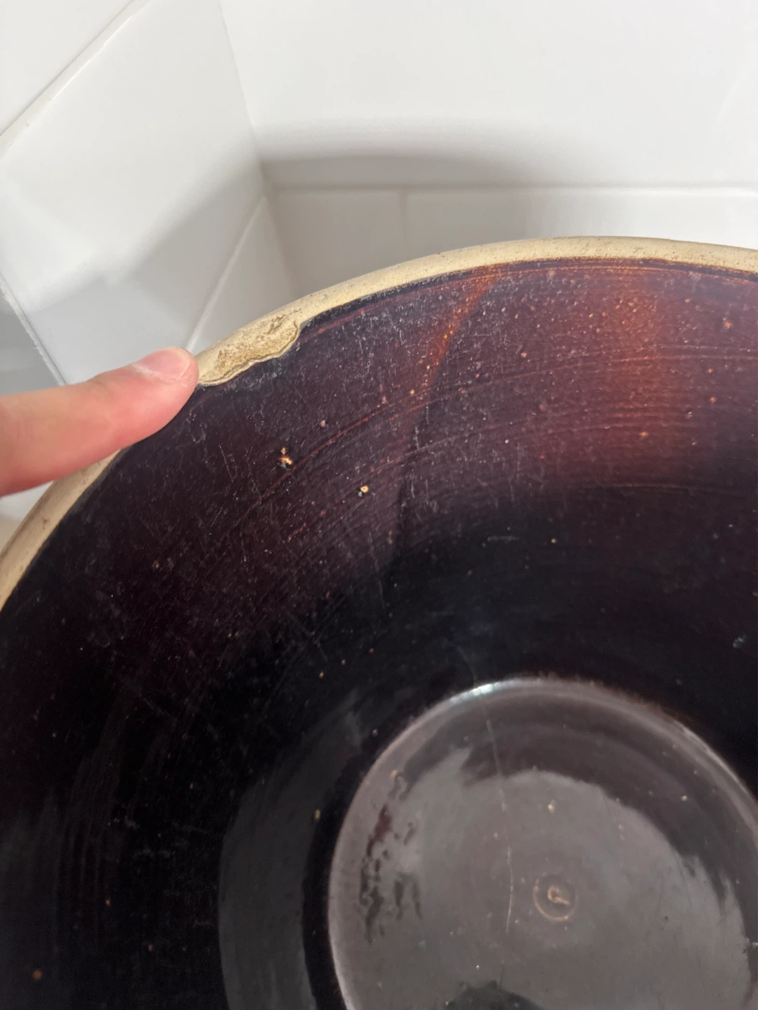 Vintage Brown Stoneware Crock Bowl - photo 2