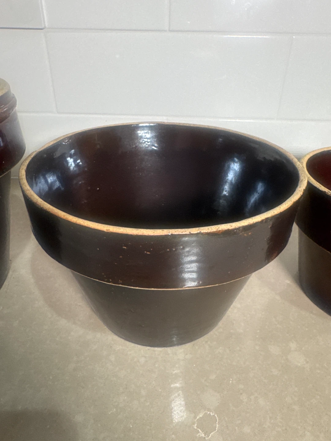 Vintage Brown Stoneware Crock Bowl - photo 4