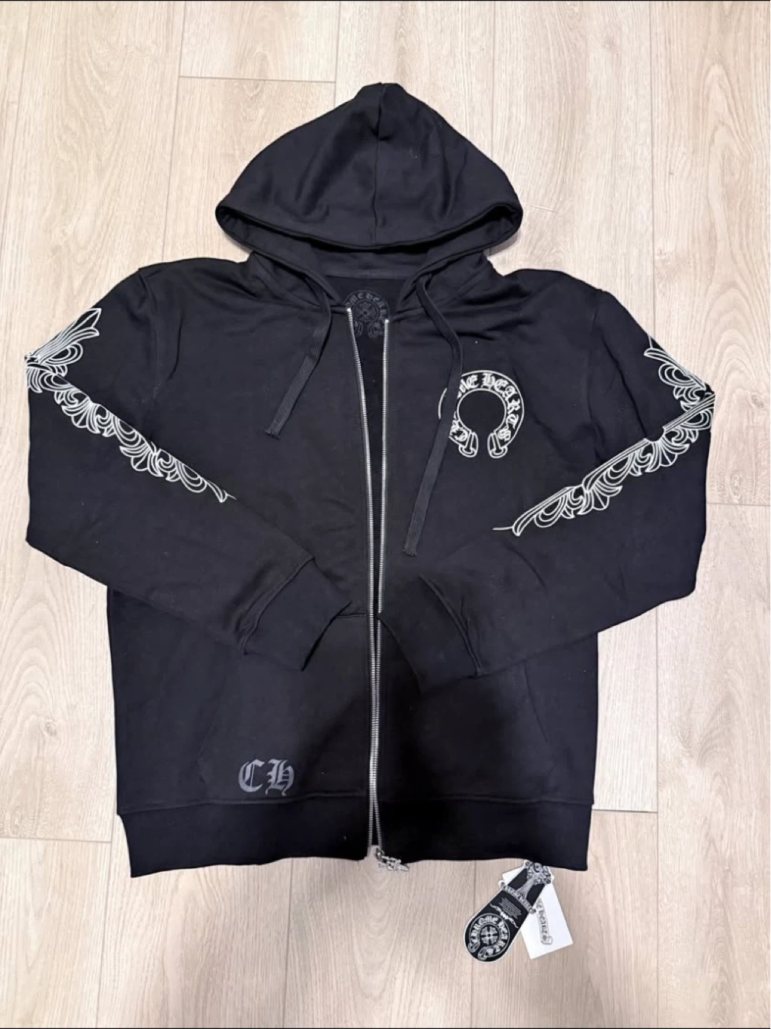 Chrome Hearts Black Horseshoe Zip Hoodie