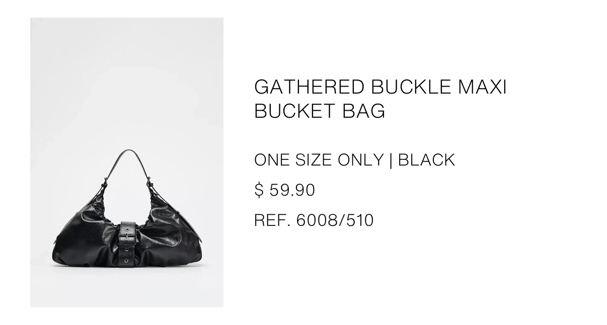 Zara Black Gathered Buckle Maxi Bucket Bag - photo 2