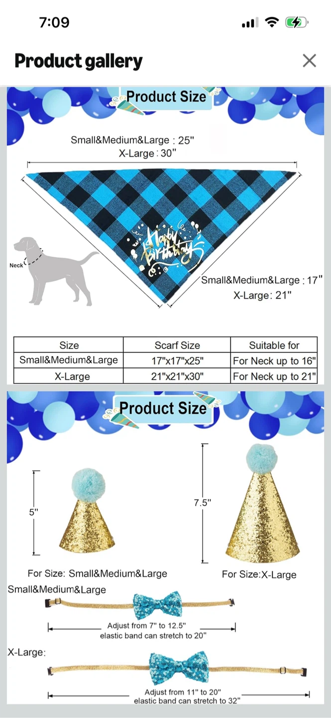 ADOGGYCO Dog Birthday Set - Blue Plaid Bandana, Hat & Bow tie