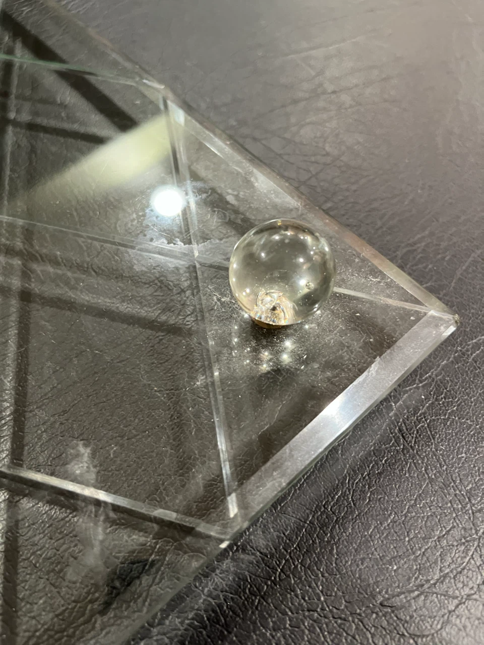 Glass Tray with Decorative Crystal Knobs