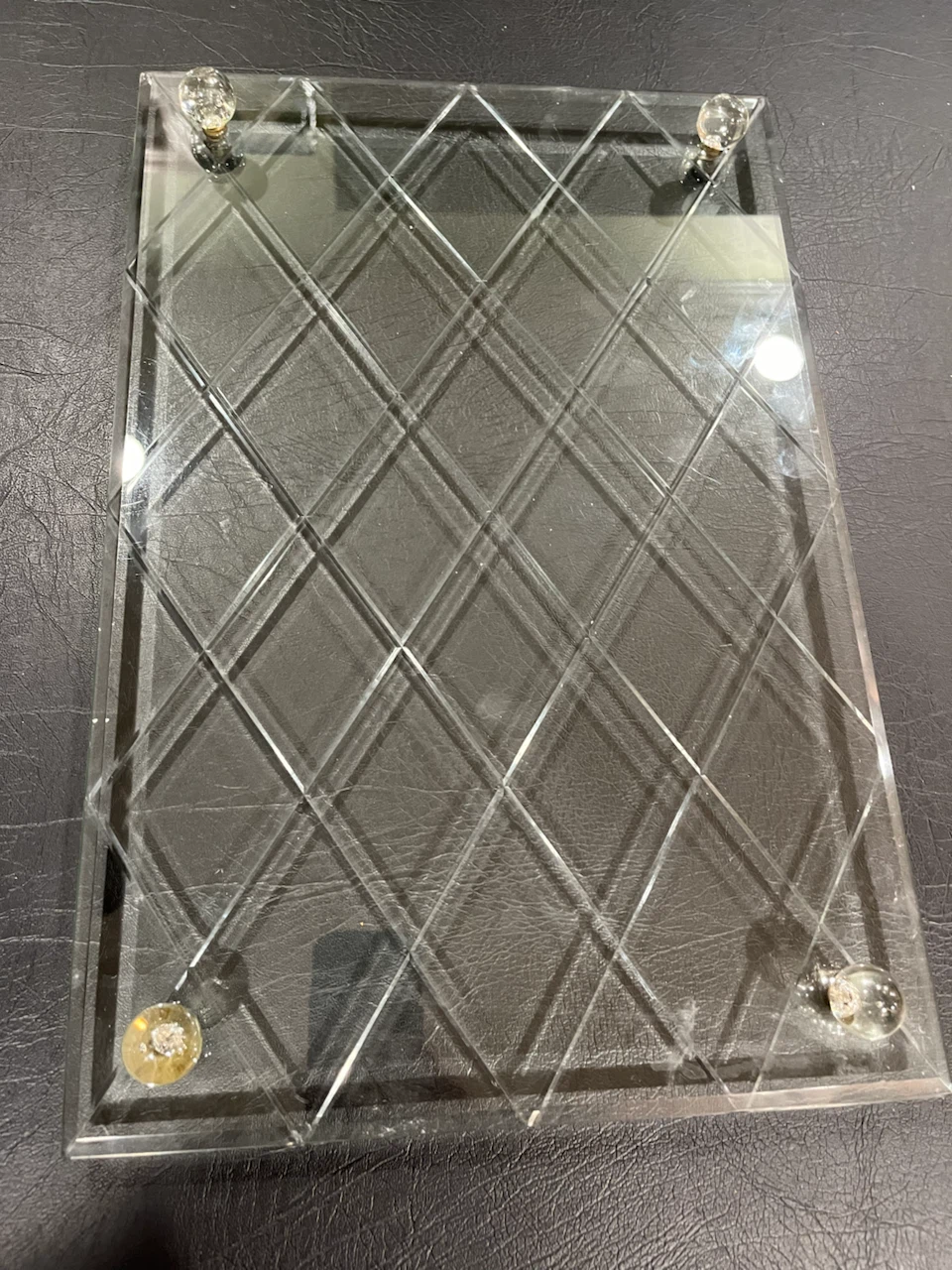 Glass Tray with Decorative Crystal Knobs - photo 2