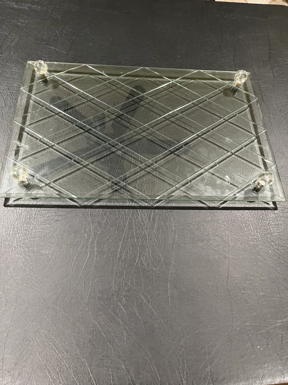 Glass Tray with Decorative Crystal Knobs - photo 3