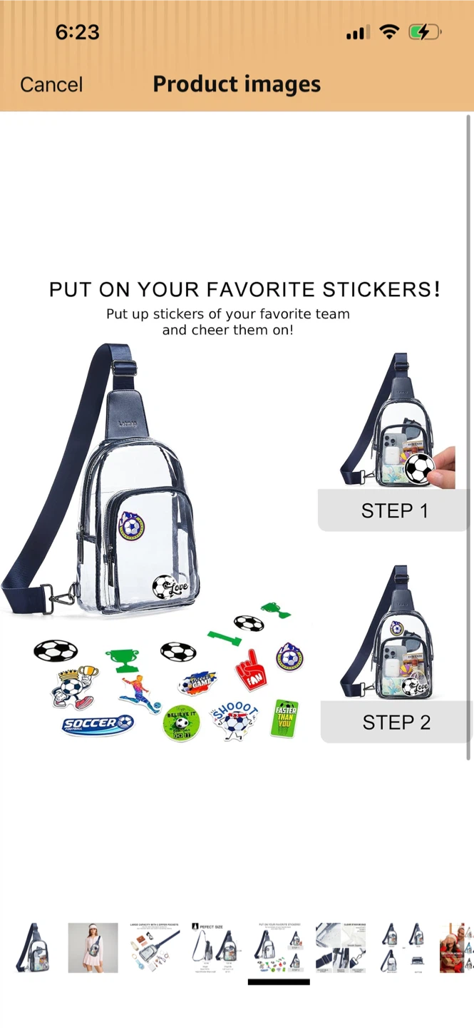 New clear  Stadium Sling Bag with Large Capacity