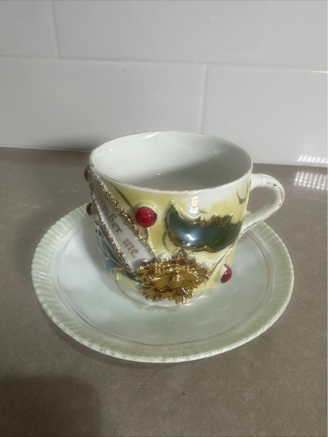 Decorative Teacup and Saucer "Remember Me"