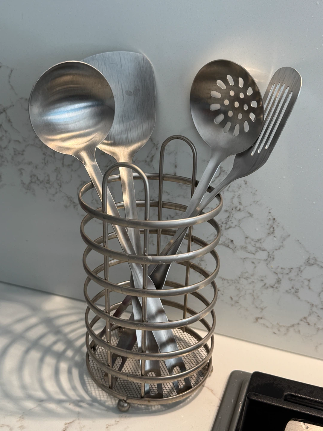 Stainless Steel Utensil Holder with Kitchen Utensils