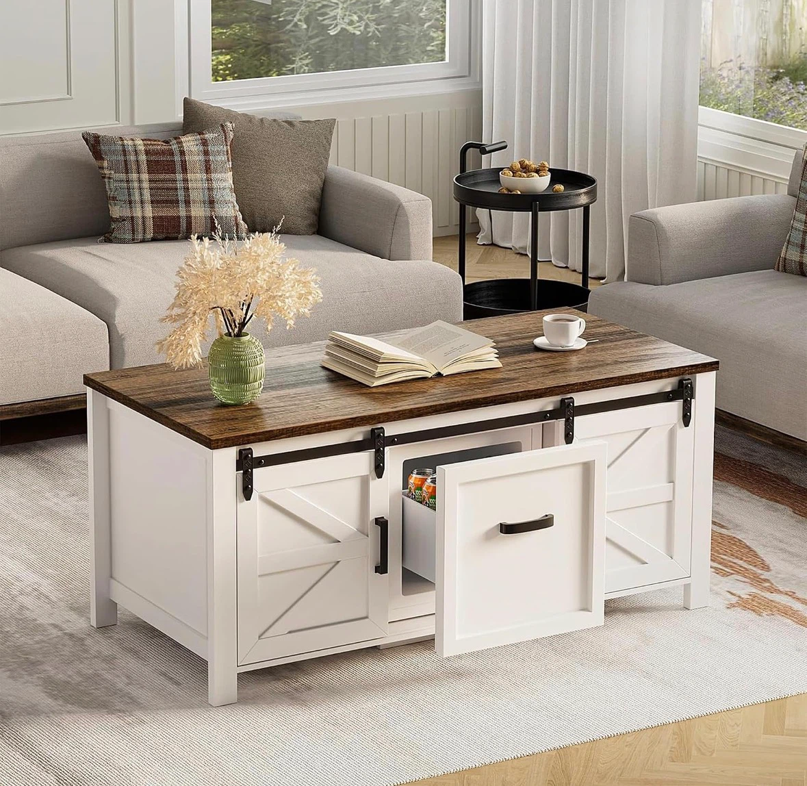 White Coffee Table with Refrigerated Drawer