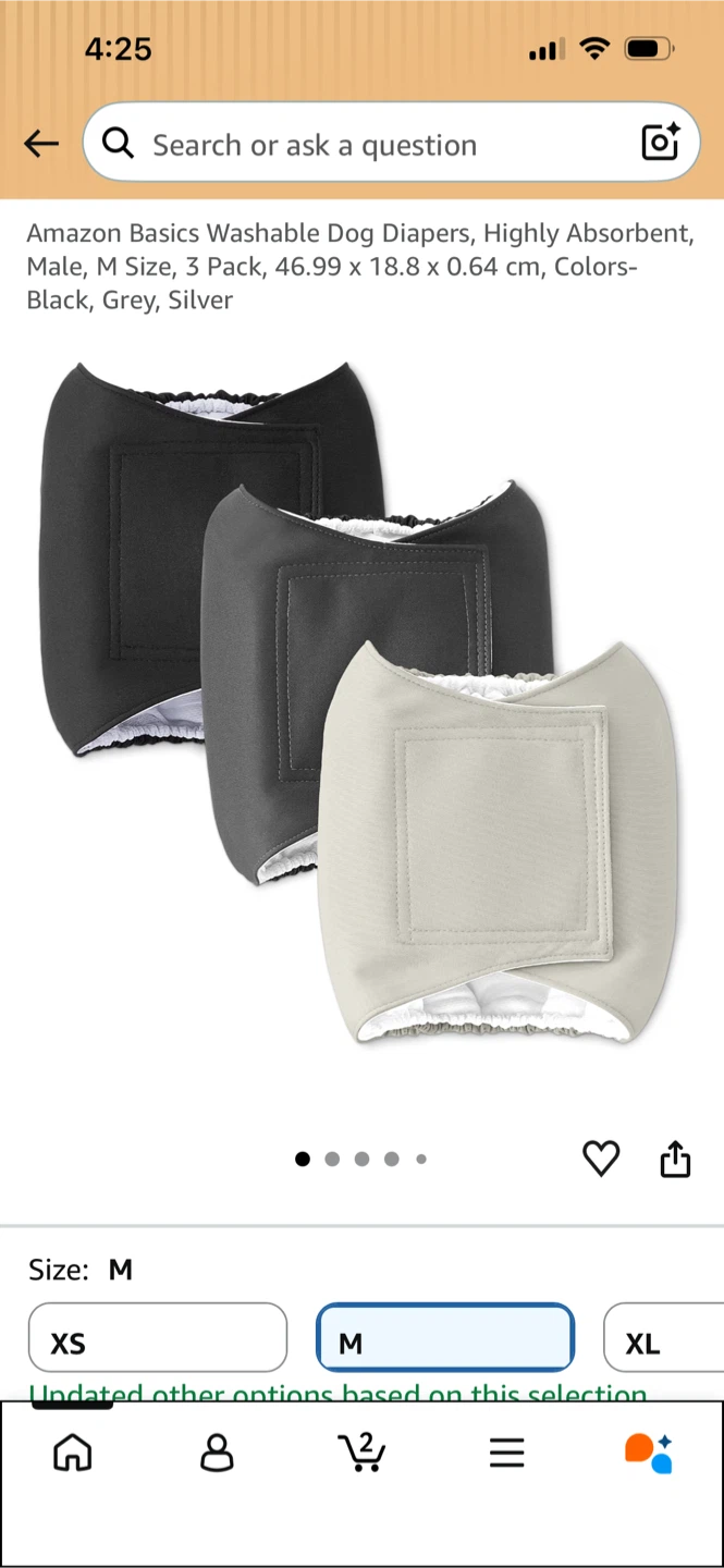 New-Amazon Basics Washable. Male  Dog Diapers - 3 Pack (Size M) - photo 2