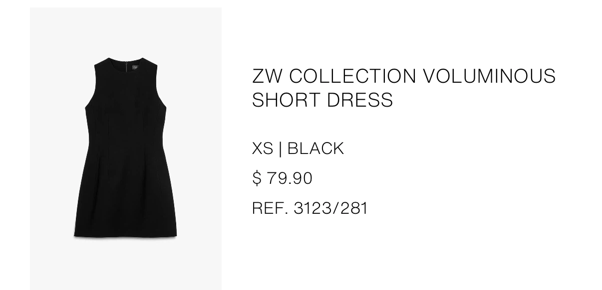 ZARA ZW Collection Black Voluminous Short Dress - Size XS - photo 3