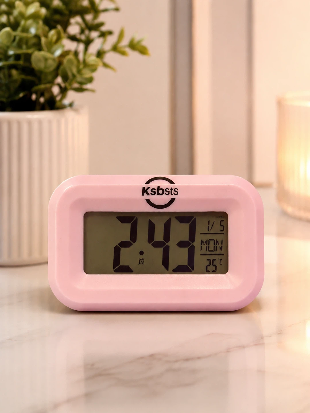 Ksbsts Pink Digital Alarm Clock