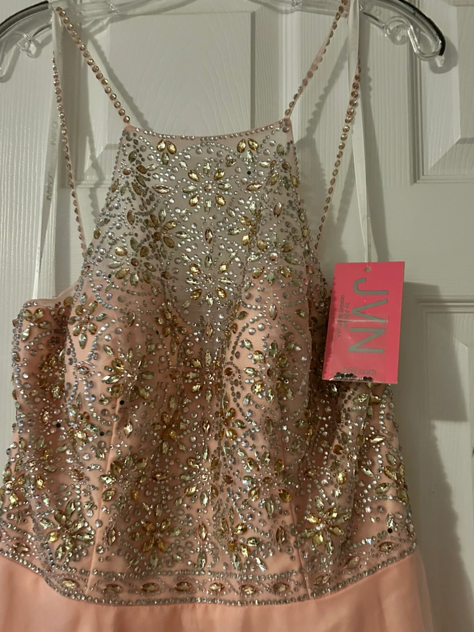 JN BY JVN Peach Beaded Halter Neck Prom Dress - photo 3