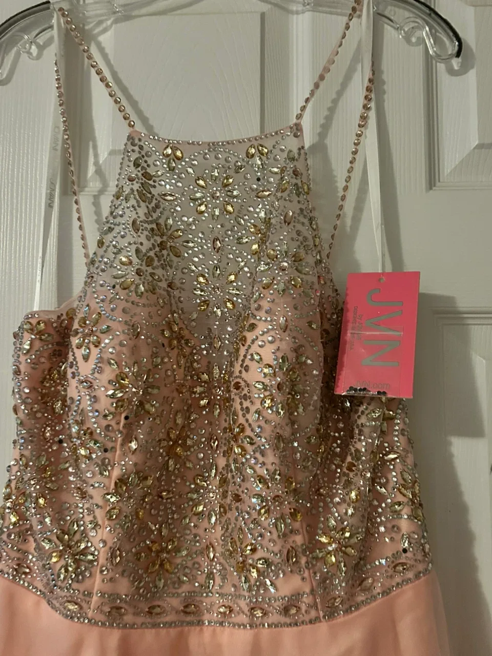 JN BY JVN Peach Beaded Halter Neck Prom Dress - photo 3