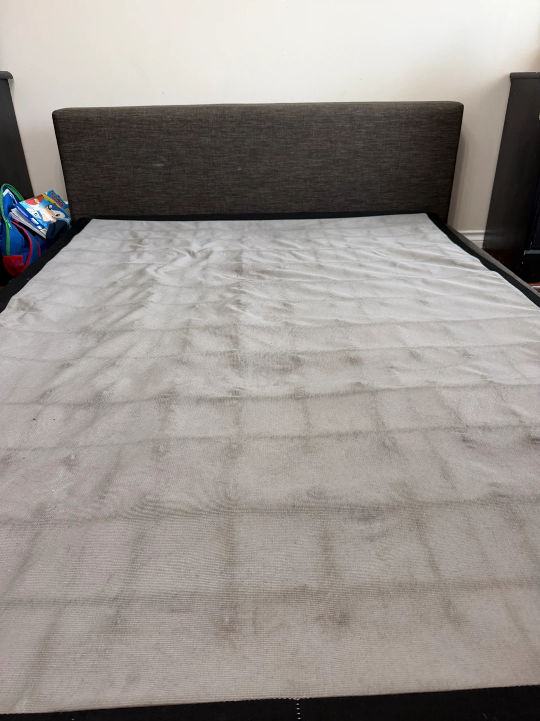 Grey Upholstered Queen Bed Frame with Headboard - photo 2