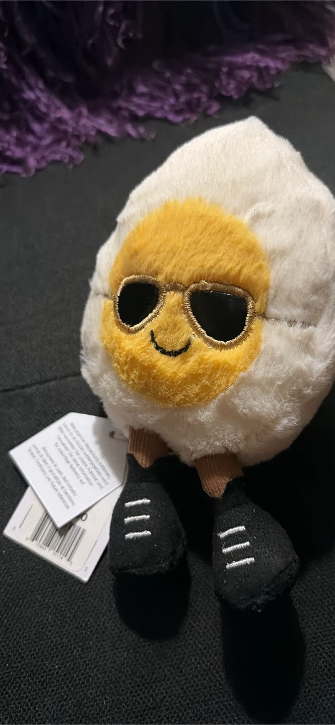 Jellycat amuseables Plush Fried Egg Toy with Sunglasses