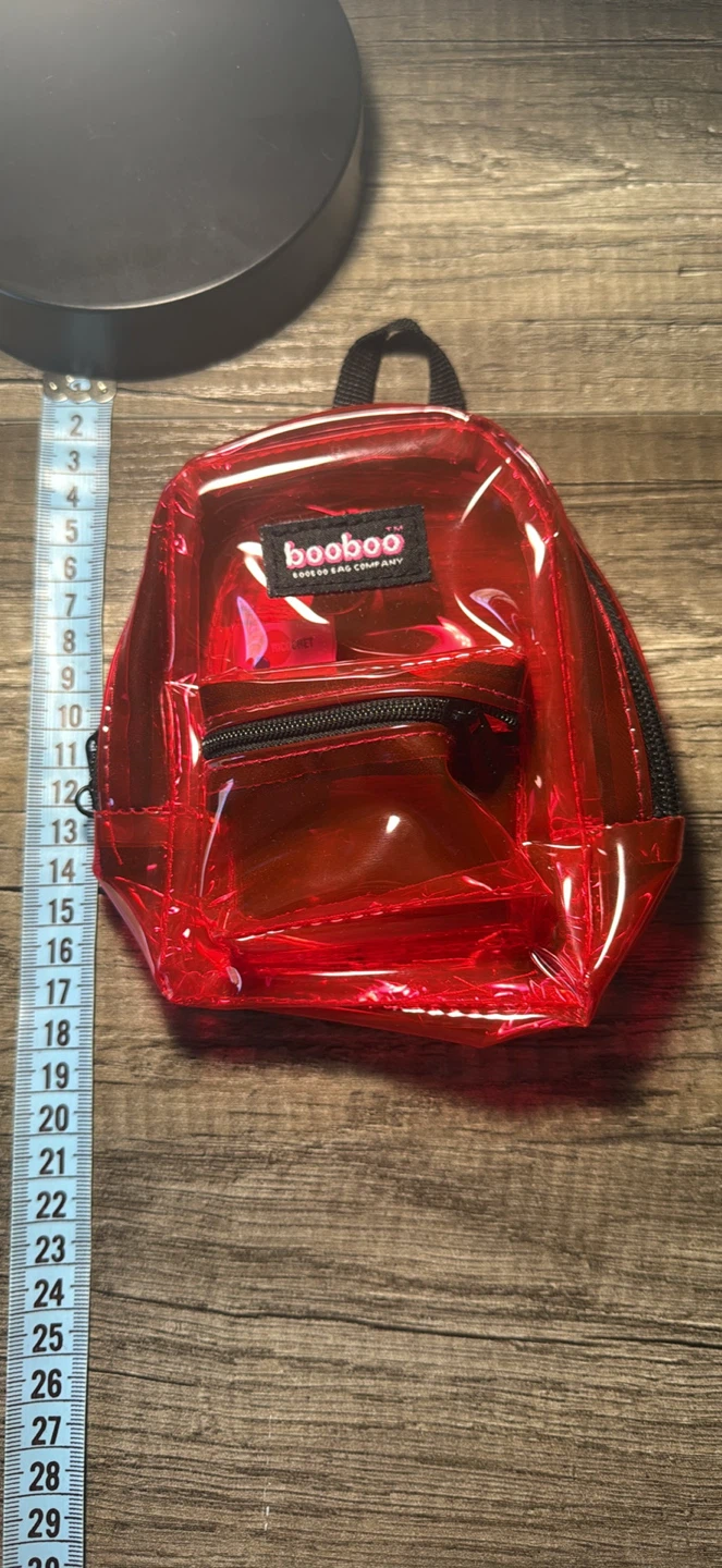 Boo boo mini backpack red in colour and transparent