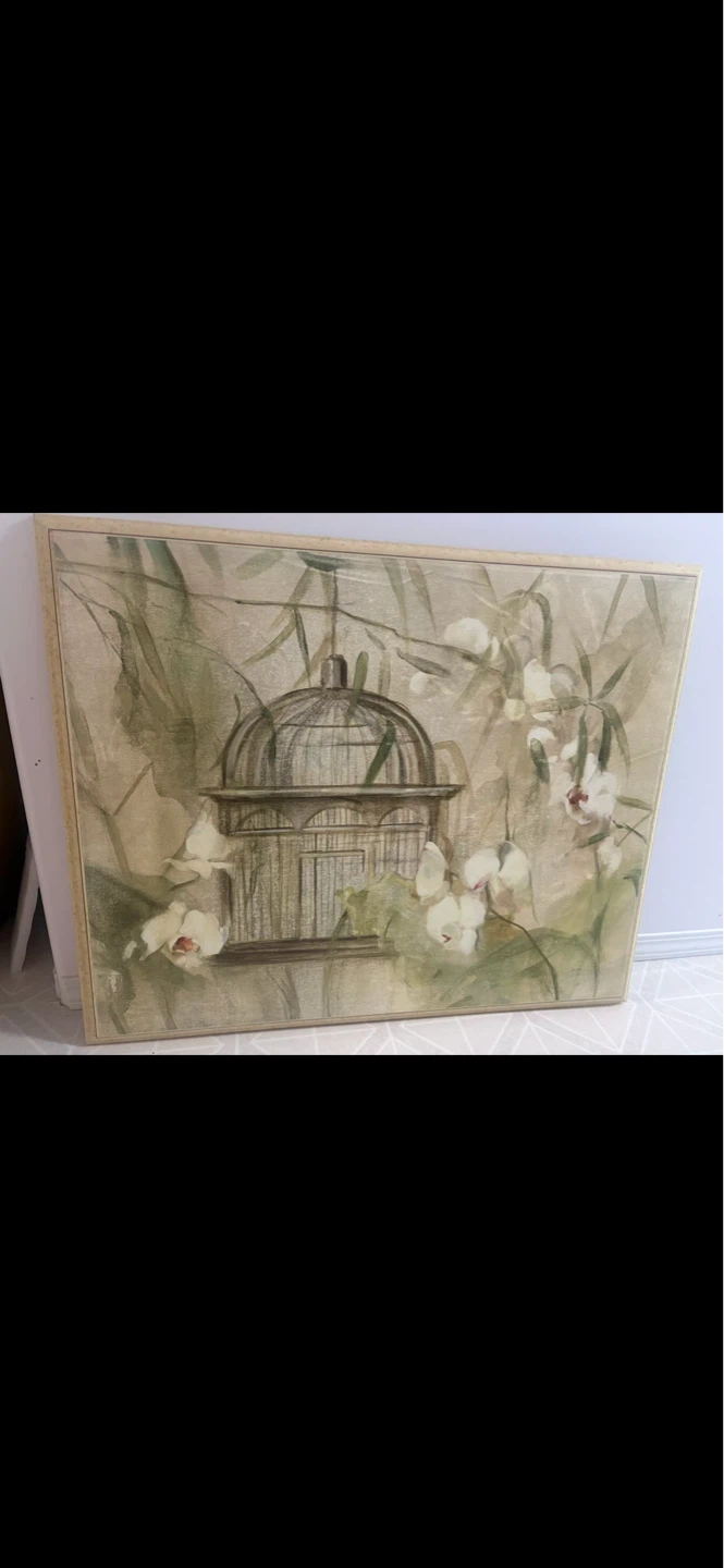 Framed Art Print - Bird Cage and Orchids