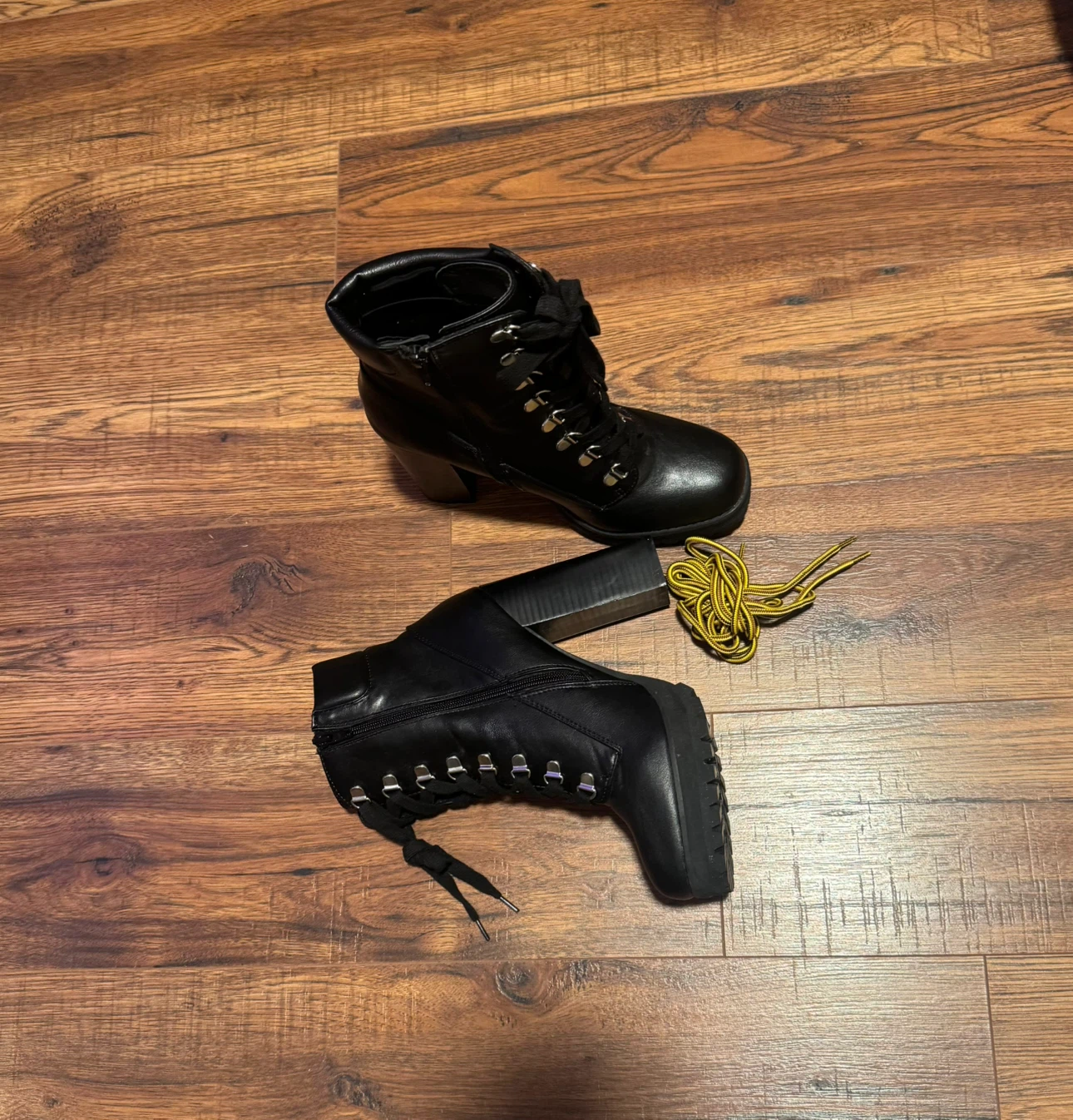 Steve Madden Platform Black Lace-Up Heeled Boots