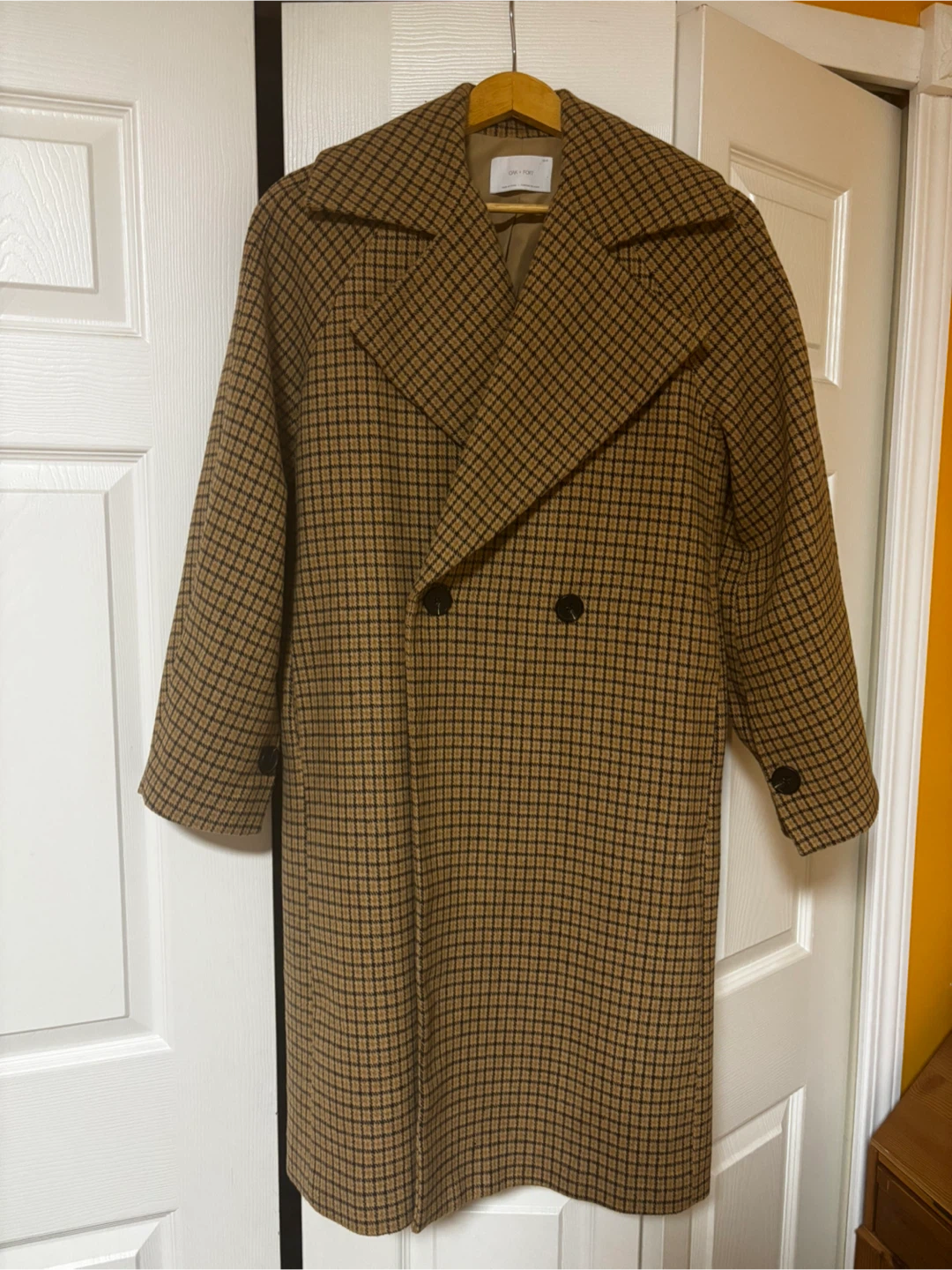 Oak + Fort Plaid Double-Breasted Coat
