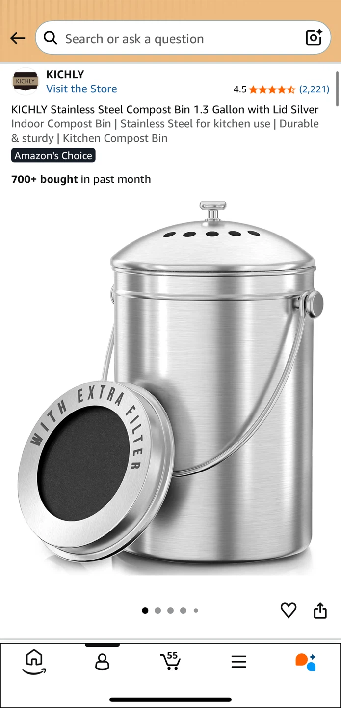 Moving Sale‼️ Stainless Steel Compost Bin + Extra filter - photo 4