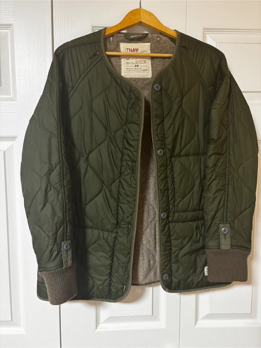 TNA Quilted Liner Jacket Medium Olive Green
