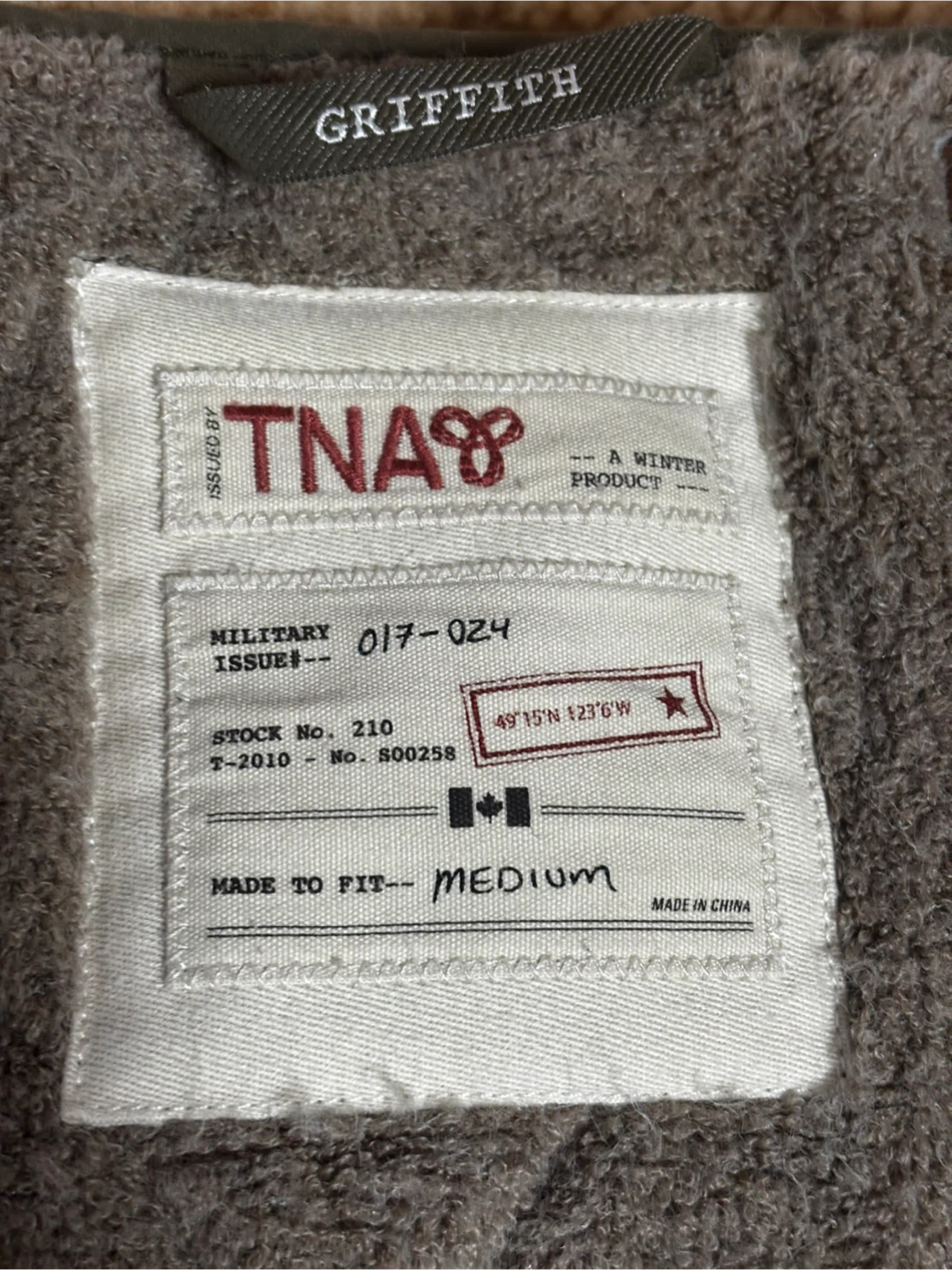 TNA Quilted Liner Jacket Medium Olive Green - photo 4