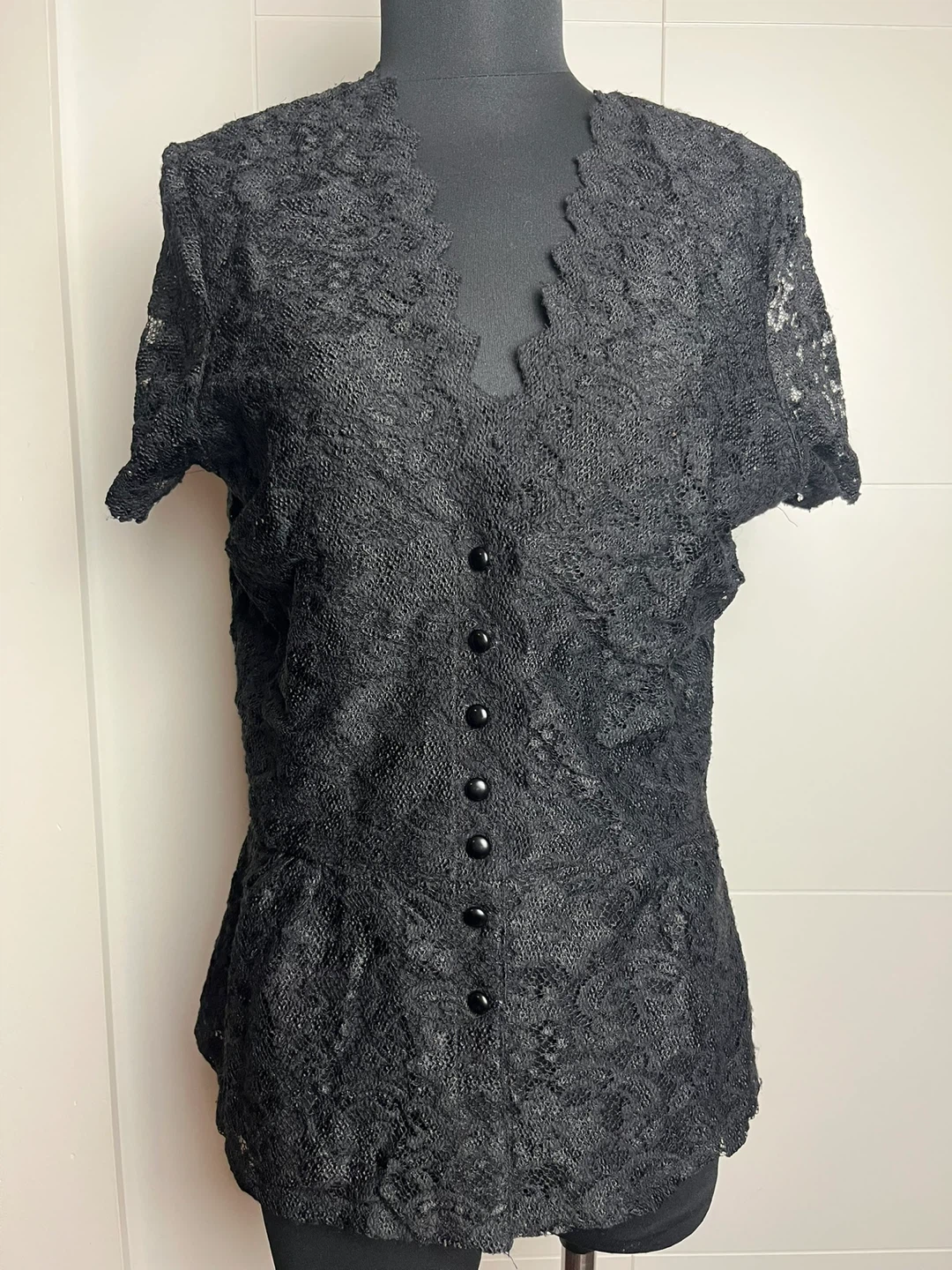 Black Lace Peplum Blouse