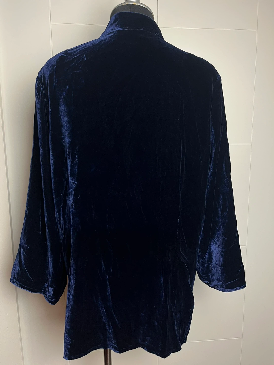 Navy Blue Velvet Silk Jacket M - photo 2