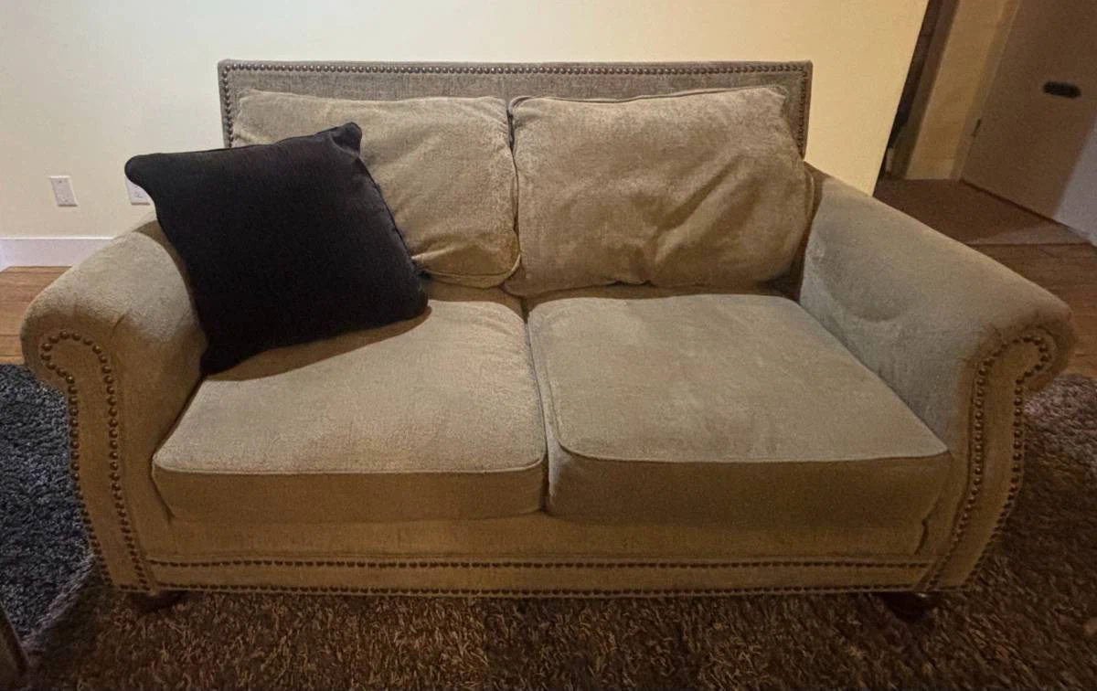 Beige Upholstered Loveseat and Armchair Set