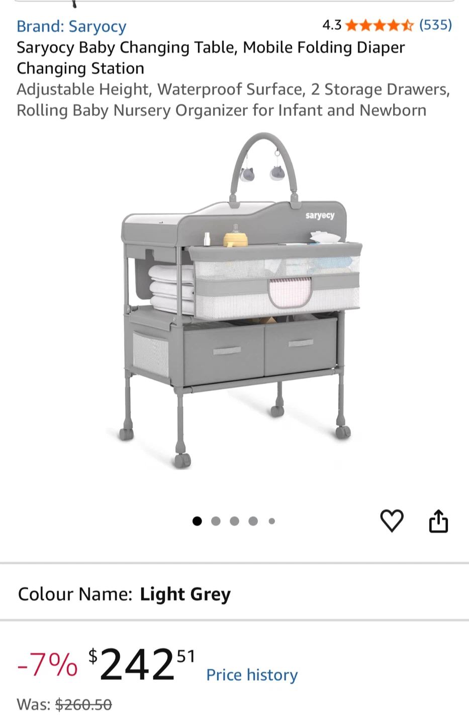 Saryocy Baby Changing Table