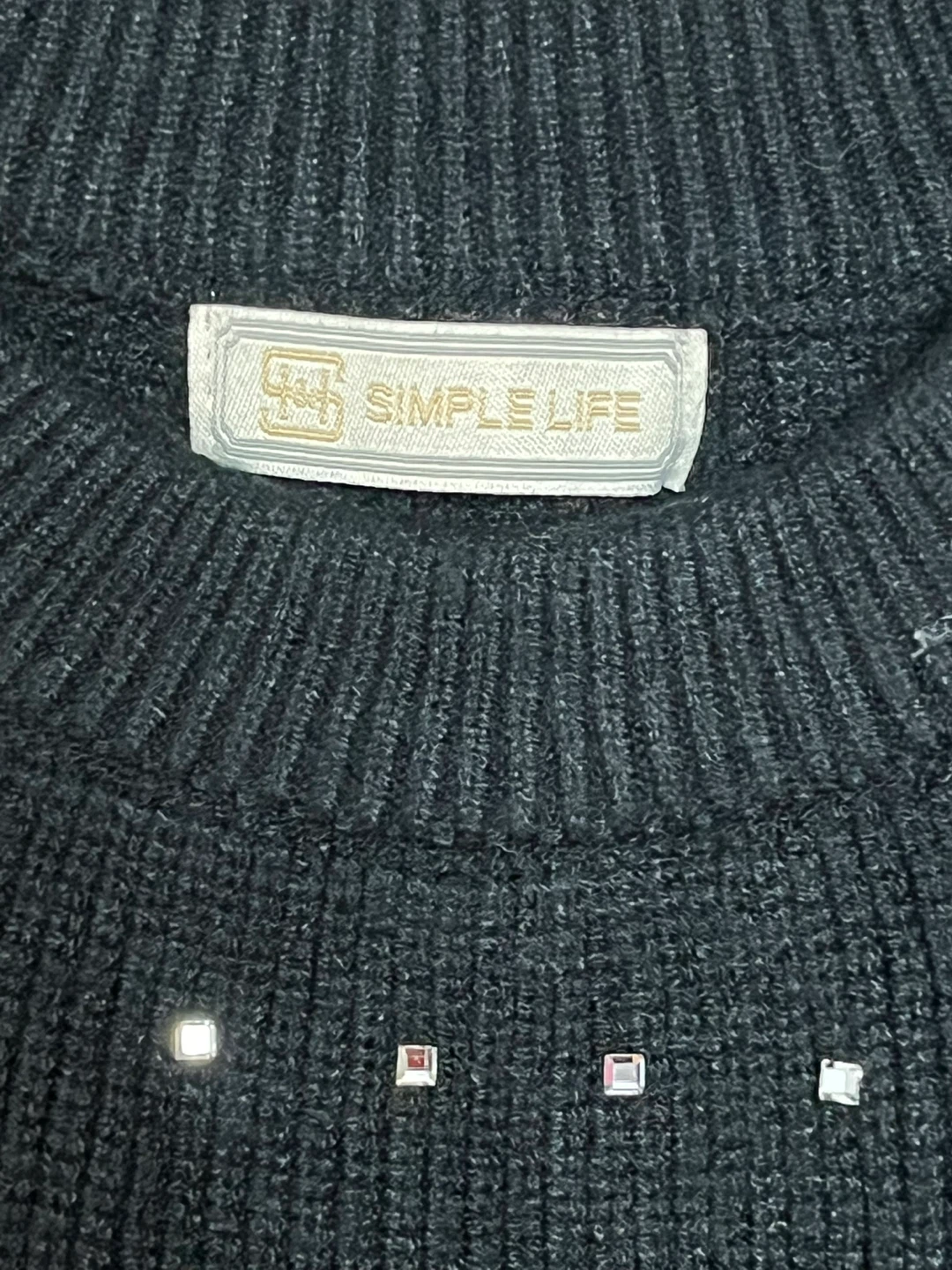 SIMPLE LIFE Black Rhinestone Sweater - photo 3