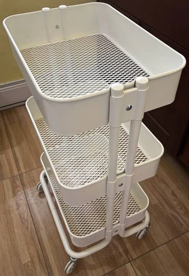 White 3-Tier Rolling Cart