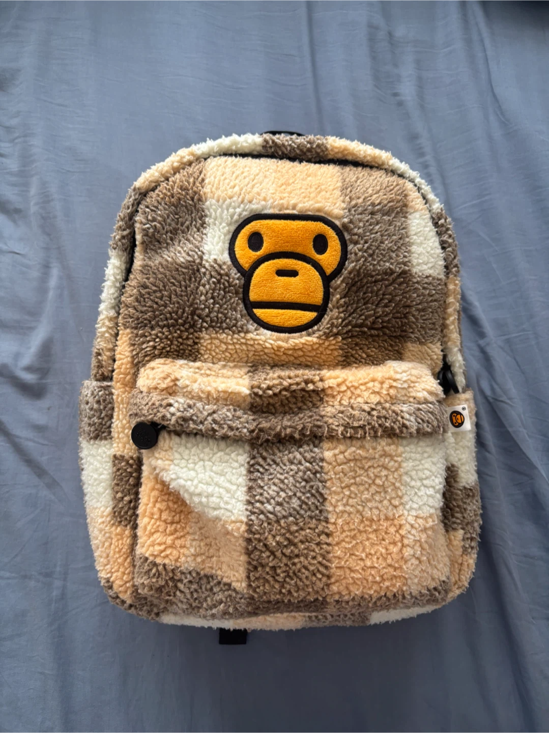 BAPE Baby Milo Sherpa Fur Medium Backpack (SS25 Cracker Khaki)